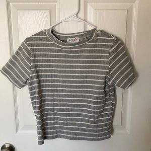 Gray white striped shirt